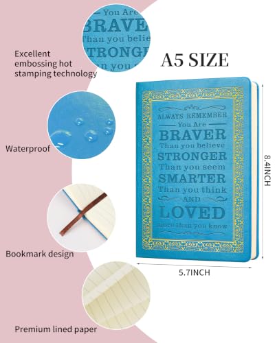 JOHSBYD Journal for Women - A5 Lined Hardcover Notebook and Diary for Teen Girls, 200 Pages 100GSM Bleedproof Paper, Inspirational Back to School College Supplies (Light Blue) - color: Light Blue