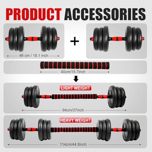 Adjustable Dumbbell Set, 5-44 lbs Free Weight Set with Connector, Convertible Dumbbell, Barbell, Push-up, Home Gym Fitness Weight for Men Women - color: FAN-44POUNDS