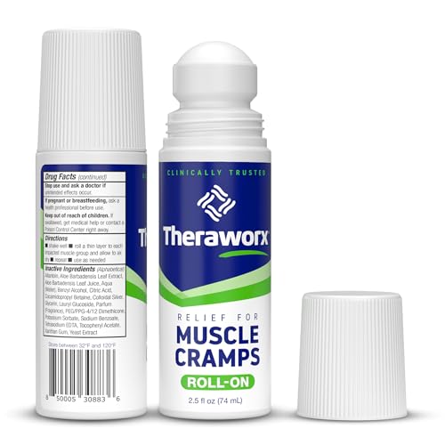 Theraworx Relief for Muscle Cramps Roll-On Fast-Acting Muscle Spasm, Leg Soreness with Magnesium Sulfate - 2.5 oz - 2 Count - size: 2.5 Ounce (Pack of 2)