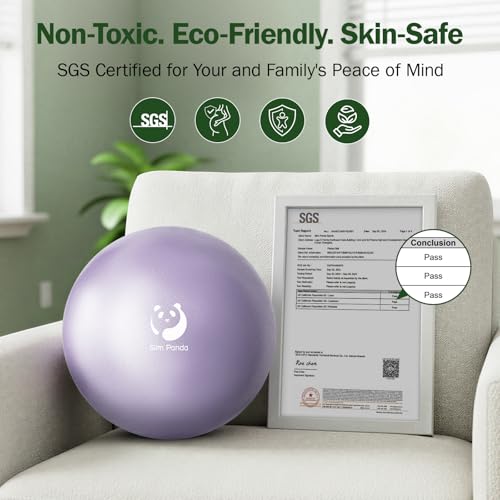 Slim Panda Pilates Ball, 9 Inch Small Exercise Ball, Anti Burst Mini Yoga Ball for Stability, Workout, Barre, Core Strength, Physical Therapy, Balance, Stretching - color: Rose Gold & Lavender