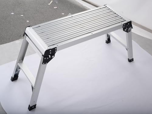 ERGOMASTER Work Platform Bench 30 * 12 Inches Aluminum Drywall Safe CE Approved of Capacity 330 LBS Heavy Duty Portable Bench Folding Ladders Stool w/Non-Slip Mat (Standard) - size: 30*12''
