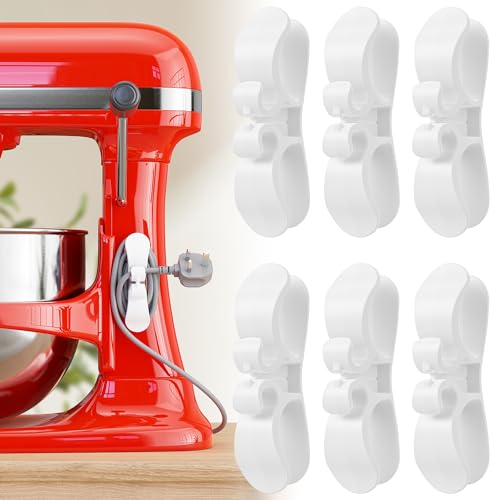 6PCS Upgraded Cord Organizer for Appliances, Kitchen Appliance Cord Organizer Stick On, Appliance Cord Wrappers, Cord Holder, Cord Winder for Air Fryer, Blender, Coffee Maker, Pressure Cooker, Toaster - color: White-6PCS