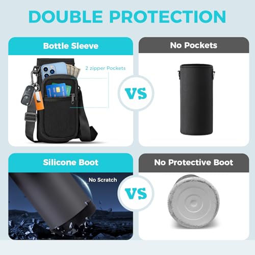 Stainless Steel Water Bottles 32oz - Cold-48h Hot-24h Insulated Water Bottle with Straw & Auto Spout Lid, Carrier Bag & Protective Cup Mat, Metal Thermo Flask Reusable Gym Waterbottle Jug Leak Proof - color: Candy, size: 32 Ounces