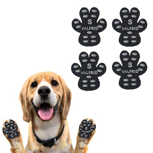 ‌VALFRID Dog Paw Protector Pads,15 Sets-60 Pads Anti-Slip Grips for Hardwood Floors,Best for Hot Pavement,Strong Self-Adhesive Traction Stickers for Senior Dog Essentials Black S - size: S (1.65" x1.32 ")