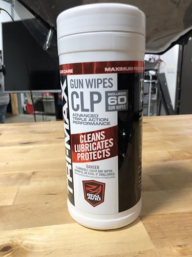 Real Avid Tri-Max CLP Gun Cleaning Wipes – 60 Pre-Saturated Cloths Clean, Lubricate & Protect Firearms – One-Step Rust Prevention, Long-Lasting Lubrication & Smooth Cycling in All Conditions