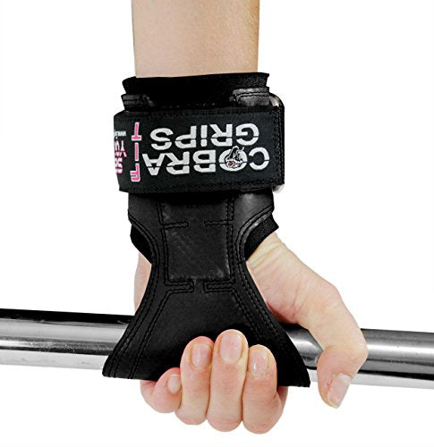 Cobra Grips Weight Lifting Gloves with Adjustable Neoprene Padded Wrist Wraps - Heavy Duty Alternative to Power Lifting Hooks for Deadlifts - color: FIT Black Rubber, size: 4.25 - 7.0"