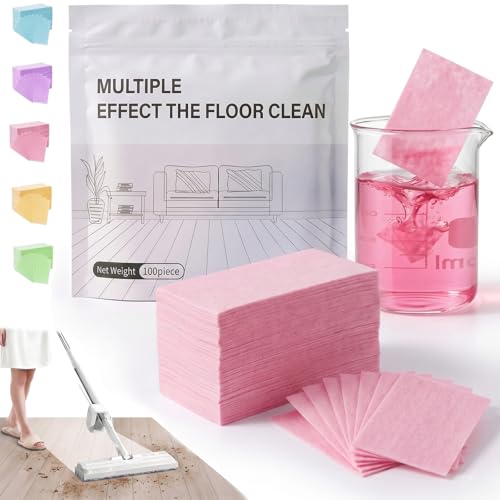 Multi-Surface Floor Cleaner Tablet, Multi-Effect Floor Cleaning Sheets Wood Cleaner Tablets for Mopping Luxury Vinyl Plank Wood Flooring Deep Cleans (Peach & Hibiscus Scent, 30PCS) - color: Peach & Hibiscus Scent