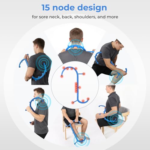 Detachable Trigger Point Massage Tool for Body Muscle Pain Relief | Button-Release Design, S/C, Massage Hook for Back, Neck & Shoulder, Pressure Point Therapy Tool for Deep Tissue Relief - color: Blue, size: Medium