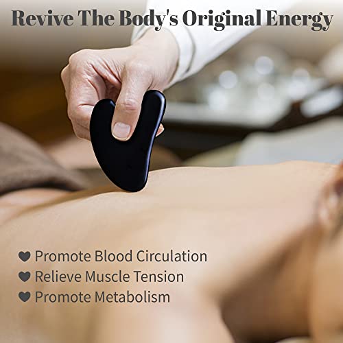 Rena Chris Guasha Massage Tool, 4 pcs Gua Sha Facial Tool, Guasha Board for SPA Acupuncture Therapy Trigger Point Treatment, Gua Sha Scraping Massage Tool (Black) - color: Black