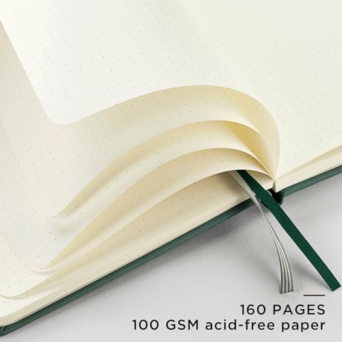 &And Per Se 10-Pack Dotted Notebooks, A5 Hardcover Dotted Journal Set, 160 Pages, 100gsm Paper, Office Supply Bulk Order, Corporate Workshop Materials – 3 Sticker Sheets Each (Green) - color: Green, style: 10 Pack-Dotted