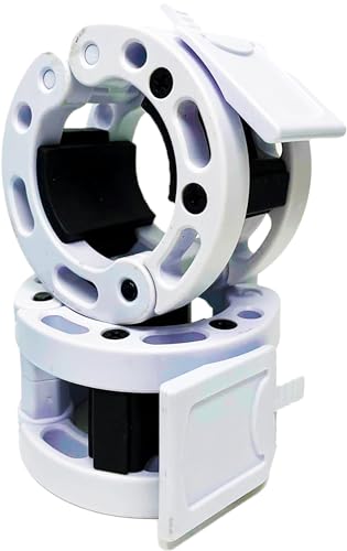 Clout Fitness Olympic Barbell Clamps Collars Quick Release Pair of Locking Weight Clips Fit 2 Inch Barbell for Weightlifting - color: White, style: Classic Quick Release