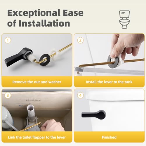 Universal Black Metal Toilet Handle Replacement, Solid Brass, Front Mount | Toilet Flush Handle Lever with Adjustable Stainless Steel Chain, Compatible with Kohler, American Standard, TOTO, Mansfield - color: Matte Black, style: Front Mount Design