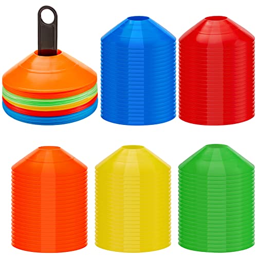 Lewtemi Soccer Disc Cones Sports Training Cones Plastic Multicolor Field Marker with 2 Holder for Football Basketball Lacrosse Tennis Practice Equipment - color: Mixcolor