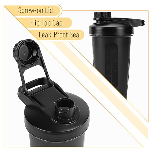 Mr. Pen- Shaker Bottles for Protein Mixes with Twist Cap, 28 oz | Black Protein Shaker Bottle with Wire Whisk Ball, Shaker Cup, Mixer Bottle, Fathers Day Gift - color: Black