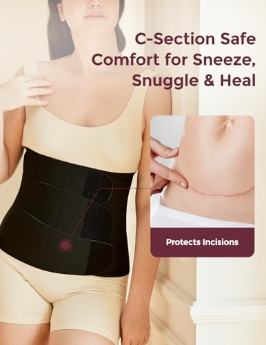 Momcozy Ergowrap Postpartum Belly Band for C-Section Recovery, Abdominal Binder with 3D Lifting & Ergonomic Back Support - color: Standard - Black, size: Standard Medium