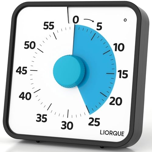 LIORQUE 60 Minute Visual Timer for Kids and Adults, Non-Ticking 7.5 Inch Large Visual Countdown Timers for Classroom Desk Countdown Clock with Magnetic Backing, Kids Pomodoro Timer Clock - color: Dark Blue