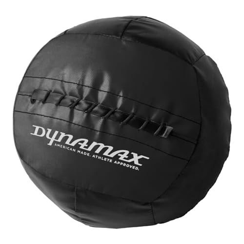 Dynamax Standard Medicine Ball, 4–30 lb Soft Shell Wall Ball, 14-Inch Weighted Exercise Ball for Strength Training, Core Workouts, Conditioning & Functional Fitness - color: Black/Black, size: 20 Lb