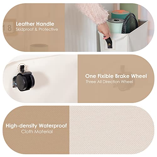 Caroeas Yoga Mat Storage Rack, Yoga Mat Holder Accessories, Home Gym Equipment Storage Yoga Mats, Women Men Workout Equipment Organization with Wheels - color: White/22'', size: 22'' Large
