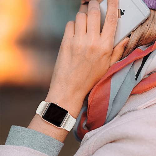 Stretchy Nylon Loop Bands Compatible with Apple Watch 38mm 40mm 41mm 42mm 44mm 45mm 49mm Adjustable Soft Elastics Strap Compatible with Apple Watch SE Ultra iWatch Series 8/7/6/5/4/3/2/1 - color: 1-Starlight, size: 38mm/40mm/41mm/42mm(Series 10)