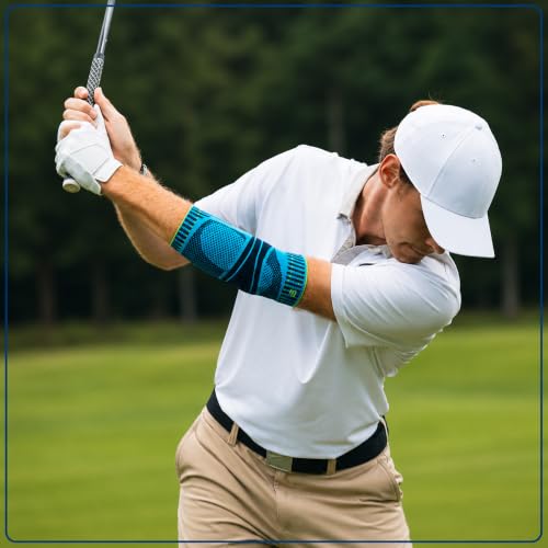 Bauerfeind Sports Elbow Support - Elbow Brace for Pain Relief and Support - Pads for Enhanced Comfort - Targeted Compression - Lightweight & Durable - Rivera, Large - color: Rivera, size: Large