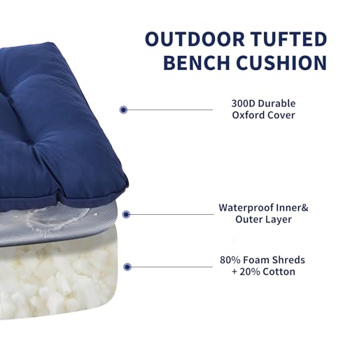 IPYNBAP Outdoor Bench Cushion, 48x18x5 Inch, Water-Resistant Bench Cushion for Outdoor/Indoor Furniture, Patio Bench Seat Cushion, Fade Resistant Outdoor Cushions for Porch Swing Couch, Navy Blue - color: Navy Blue, size: 48x18x5 Inch