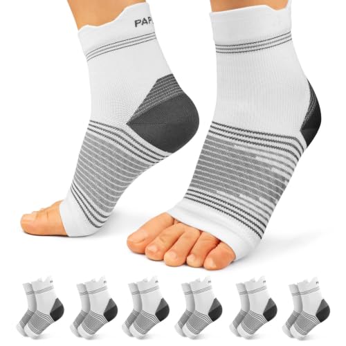 6 Pairs Compression Socks Men & Women Ankle Brace Plantar Fasciitis Socks | Ankle Compression Sleeve with Arch Support for Plantar Fasciitis Relief, Achilles Tendonitis Relief, Heel Pain & Swelling - color: White(6 Pairs), size: X-Large (6 Pair)