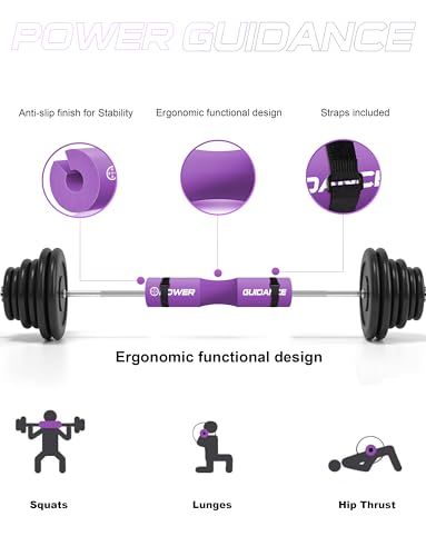POWER GUIDANCE Barbell Squat Pad - Neck & Shoulder Protective Pad - Great for Squats, Lunges, Hip Thrusts, Weight Lifting & More - Fit Standard and Olympic Bars Perfectly - color: Purple
