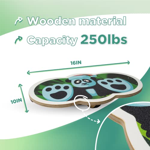 Wooden Balance Board Kids, Wobble Board For Balance, Balance Board Toddler Supporter, Balance Boards for Stability and Core Training - color: 2. Panda