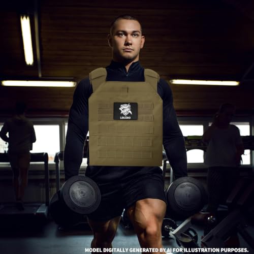 Adjustable Weighted Vest for Men Women – Tactical Vest for Rucking, HIIT & CrossFit, Fits 10x12 Plates, 600D Breathable Weight Vest & Exercise Vest for Strength Training, Weights Not Included - color: Khaki