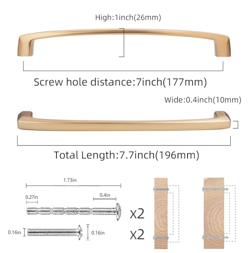 COTYKILEY 10 Pack 7 Inch(177mm) Champagne Bronze Cabinet Handles Gold Kitchen Cabinet Pulls Cabinet Door Handles Kitchen Cabinet Hardware Cupboard Drawer Pulls Dresser Handles - color: Champagne Bronze, size: 7" Hole Center（177MM）