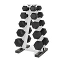 CAP Barbell 150 LB Coated Hex Dumbbell Weight Set with Vertical Rack | Multiple Options - color: White Rack, style: Black Handle