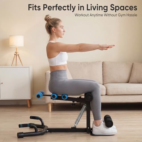 OLIXIS Deep Squat Machine for Women, Adjustable Glutes & Leg Exercise | 300 lbs Weight Capacity All-in-One squat Trainer with Push Up Handles, Compact Home Gym Workout Machine, Black & Blue