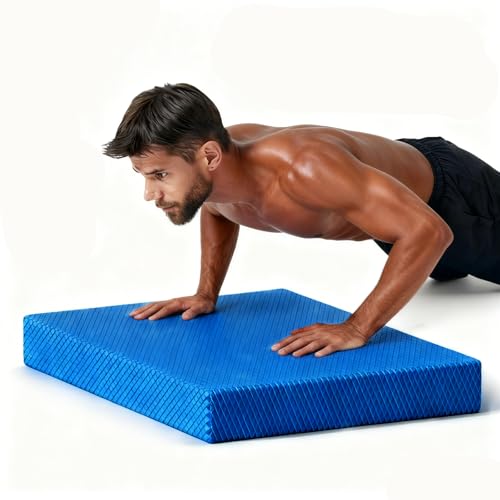 High-Density Balance Pad, Extra Large Balance Pad for Physical Therapy, TPU Foam Balance Board for Rehabilitation Stability Workout Knee and Ankle Exercise - color: Blue, size: 19.69*15.7*2.36inch