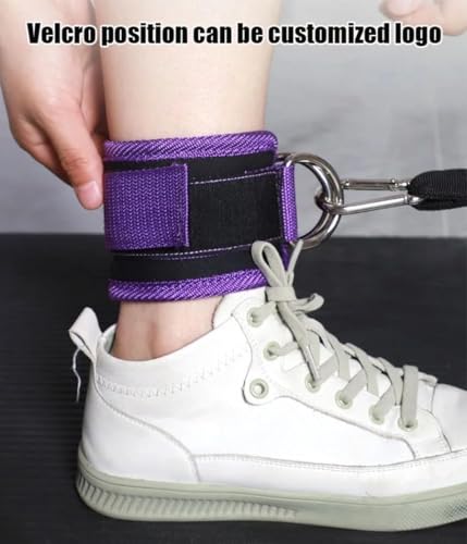 Ankle Strap Ankle Resistance Band Wrist Cuff Padded Strap Adjustable Fitness Glute Kickback D-Ring for Cable Machine Gym Foot Leg Training Brace Support 1 Pack - color: purple