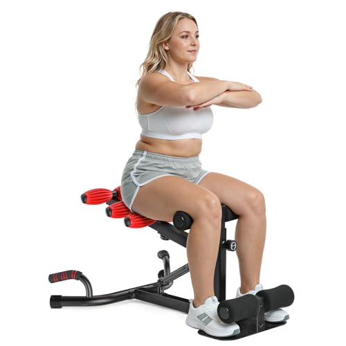 MERACH Deep Squat Machine for Women, Adjustable Glutes Trainer Machine, Core & Leg Exercise, Push Up Board Workout Equipment at Home Gym - color: Black&Red, size: X-Large