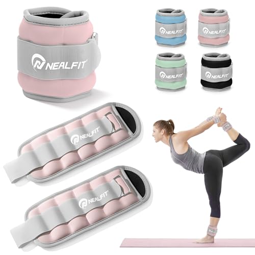 NEALFIT Ankle Wrist Weights, Adjustable Arm Leg Weights for Women Men, Secure Fit Non-Slip Exercise Weights for Home Workout, Running, Walking, Aerobics, Physical Therapy - color: Pale Pink, size: 2Lbs Pair (1lb x 2)