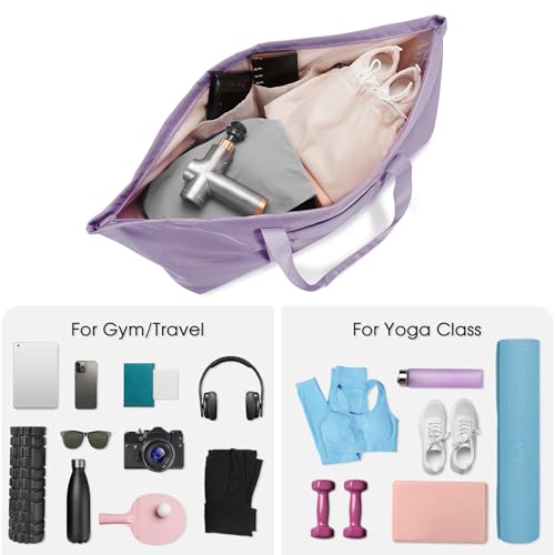 sportsnew Large Yoga Mat Bag Trolley Sleeve Gym Carrier Shoe Bag Wet Pocket | water-resistant fabric, large capacity,wide full-zip opening,separate shoe bag,2 yoga mat holder straps,multi-pocket storage - color: Purple