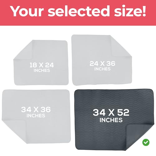 Utopia Bedding Washable Underpads 34" x 52" (Pack of 4), Waterproof Reusable Heavy Absorbency Incontinence Bed Pads for Adults, Kids, Elderly and Pets, Bedwetting Pads for Sofa and Couch (Grey) - color: Gray, size: 34x52 Inch (Pack of 4)