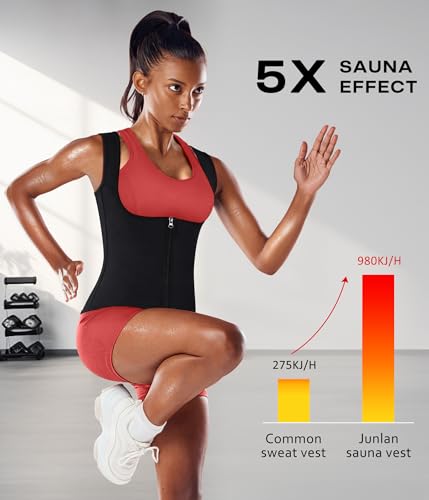 Junlan Waist Trainer for Women Sauna Suit Sweat Vest Trimmer for Working Out - size: Small