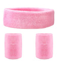 BLMHTWO 3 Pieces of Sweat Band Set, Headbands for Men Kids Sweatbands Including 1 Headband and 2 Wristbands Black Cotton Super Soft and Comfy Sweatband for Tennis Working Out Boxing Gym - color: pink