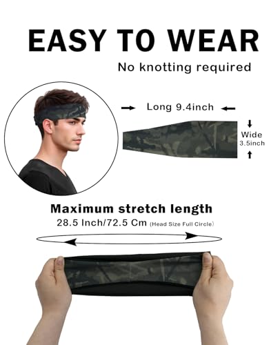 Headbands for Men & Women, Sweat Headband Non-Slip Sweatband Sports Running Cycling Yoga Basketball Workout Football Training - color: Camo Pack