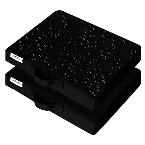 2 PCS Stadium Seat Cushions,Portable Waterproof Bleacher Pads with Handle,2.2" Foam Stadium Pads with 900D Oxford & Water-Repellent Lining for Indoor Outdoor Events - color: Black, size: 2.2''