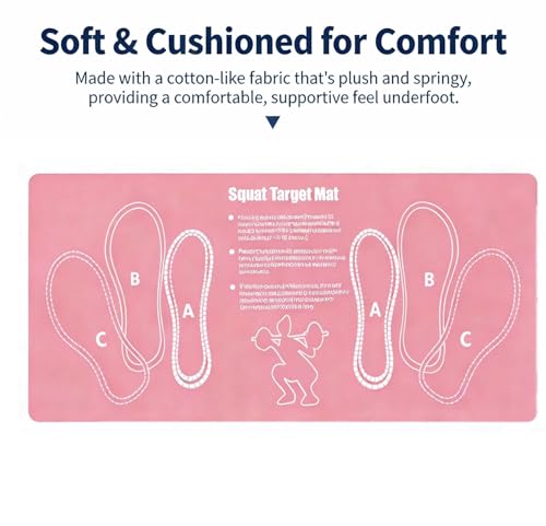 Squat Mat With Foot Position (32 * 14in) - Anti Slip Training Mat, Perfect for Leg & Abdominal Exercises, Squat Pads Activate Muscles, Prevent Injuries, Lightweight Portable for Home Gym - color: pink