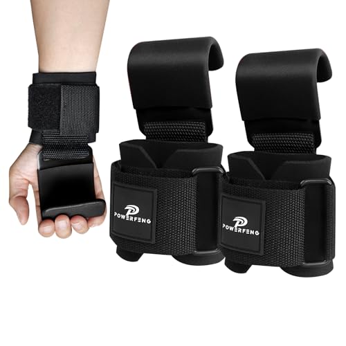Lifting Hooks for Weight Lifting: Weightlifting Hooks Wrist Straps Hand Grip Support for Deadlift Weightlifting Gym Gloves for Men & Women - color: Black