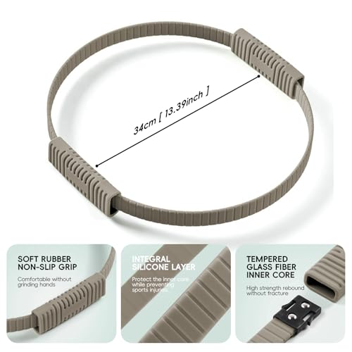 Yoga Pilates Resistance Ring for Leg and Butt Training, Portable Exercise Equipment with Anti-Slip Silicone, Home and Office Workouts, Postpartum Toning - color: Milk tea