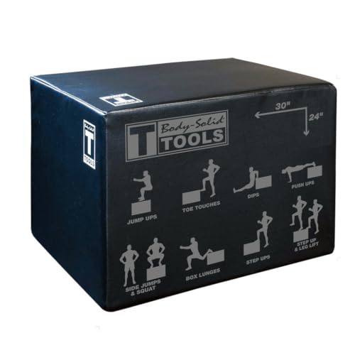 Body-Solid Tools (BSTSPBOX) 3-Way Plyometric Box Set, Jump Exercise and Step Up Boxes for Training Fitness Gym and Home Workouts - Adjustable and Durable Plyo Boxes, 20 x 24 x 30 Inch