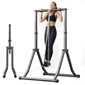 Foldable Pull Up Bar Station 66.1''-84.6'' Power Tower - color: 66"-85" with Assistance Bands