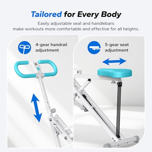 Squat Machine, MERACH R07 2 in 1 Squat Rowing Machine, Easy Setup & Foldable Exercise Equipment, Glute Trainer Machine, Glutes & Leg Home Workout Machine - color: Light blue