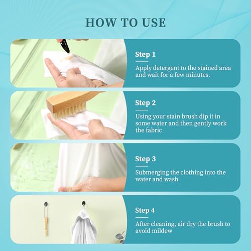 BFWood 2PCS Laundry Stain Brush - Natural Soft Boar Bristles, Removes Tough Stains from Delicate Fabrics Like Knits, Cotton, and Linens, Gentle on Fabrics, No Damage - style: Regular-2PCS
