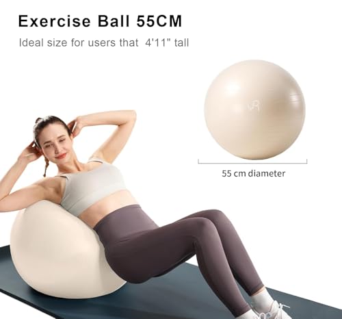 YR Exercise Ball Large Yoga Ball for Workout Pregnancy Stability - color: White, size: 55CM